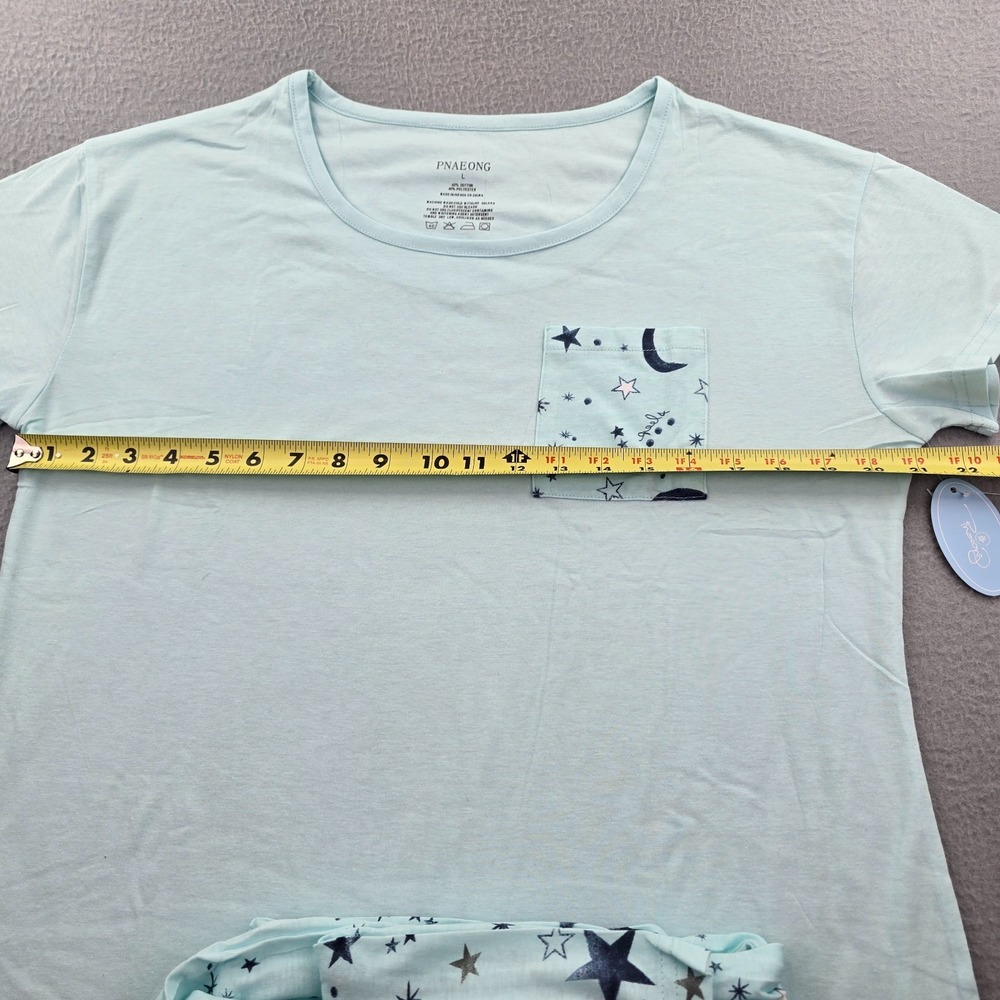 Pnaeong Pajama Set Womens Large Blue Celestial Print Cotton Loose Fit Sleepwear - Picture 3 of 8